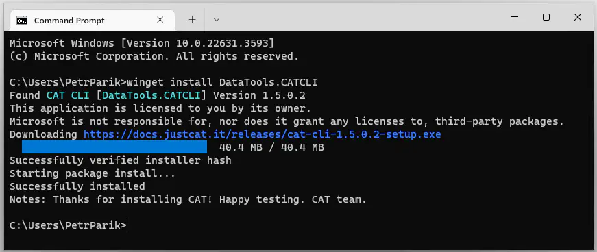 WinGet installation of CAT CLI