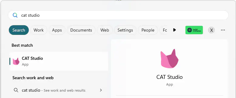 CAT Studio in MS Windows Start menu
