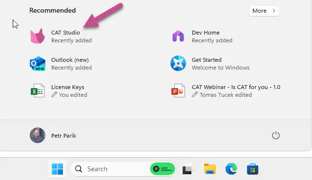 CAT Studio in MS Windows Start menu