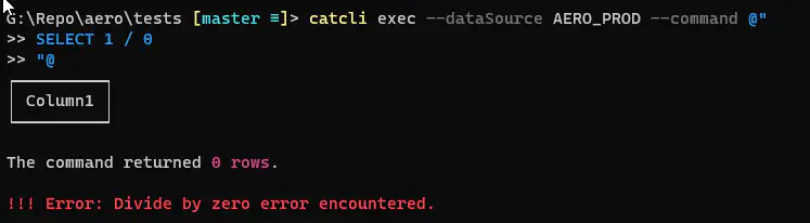 CAT CLI exec command error